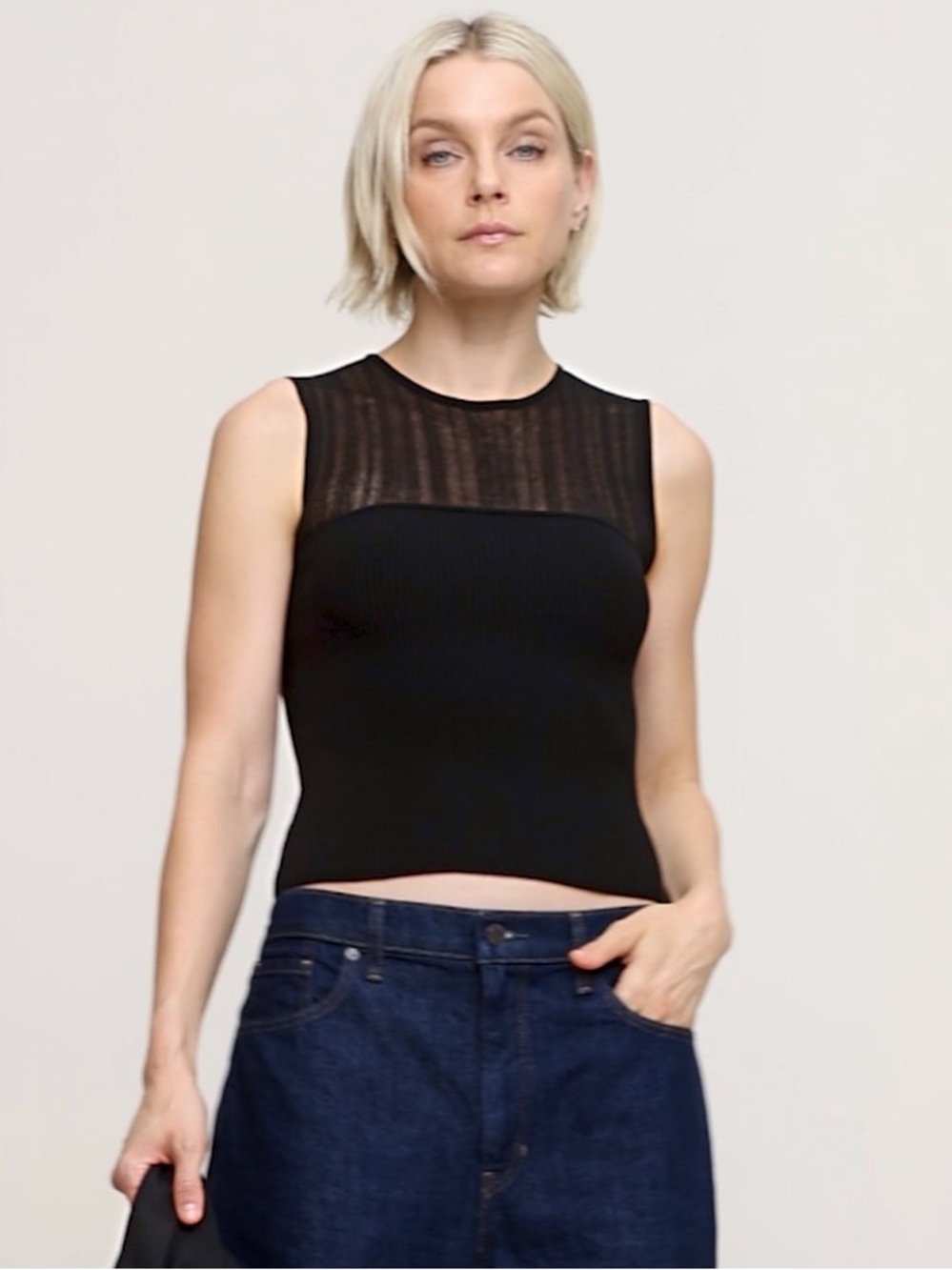 Sculpted Ribbed Top by Banana Republic XL Black